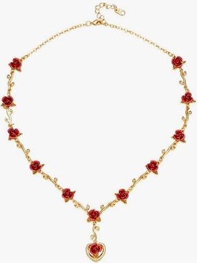 18KT gold plated VTG Necklace  12 Rose Y Necklace Gorgeous